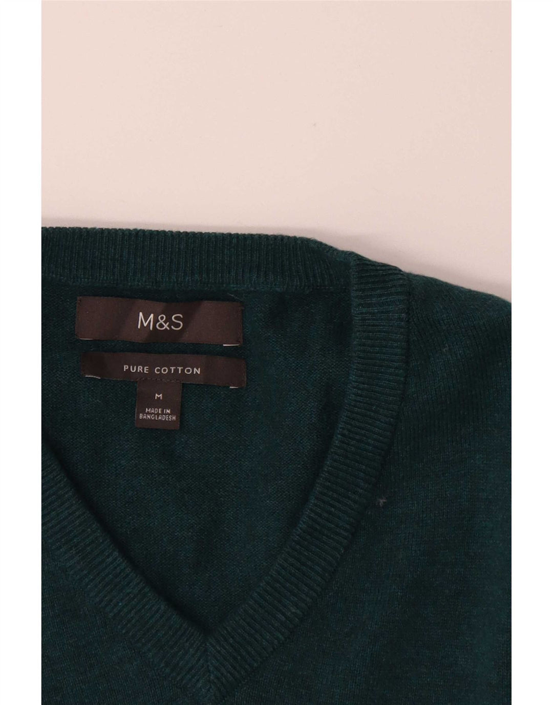 Maglione da uomo con scollo a V Marks & Spencer in cotone verde medio