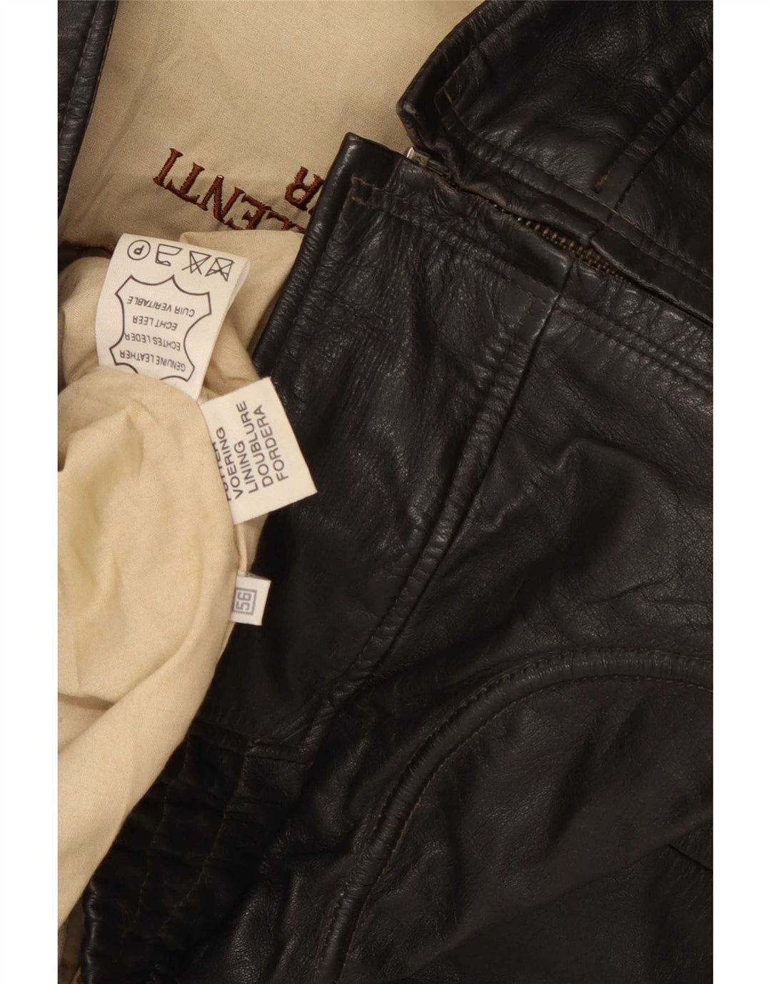 Giacca in pelle vintage da uomo IT 56 3XL Nera