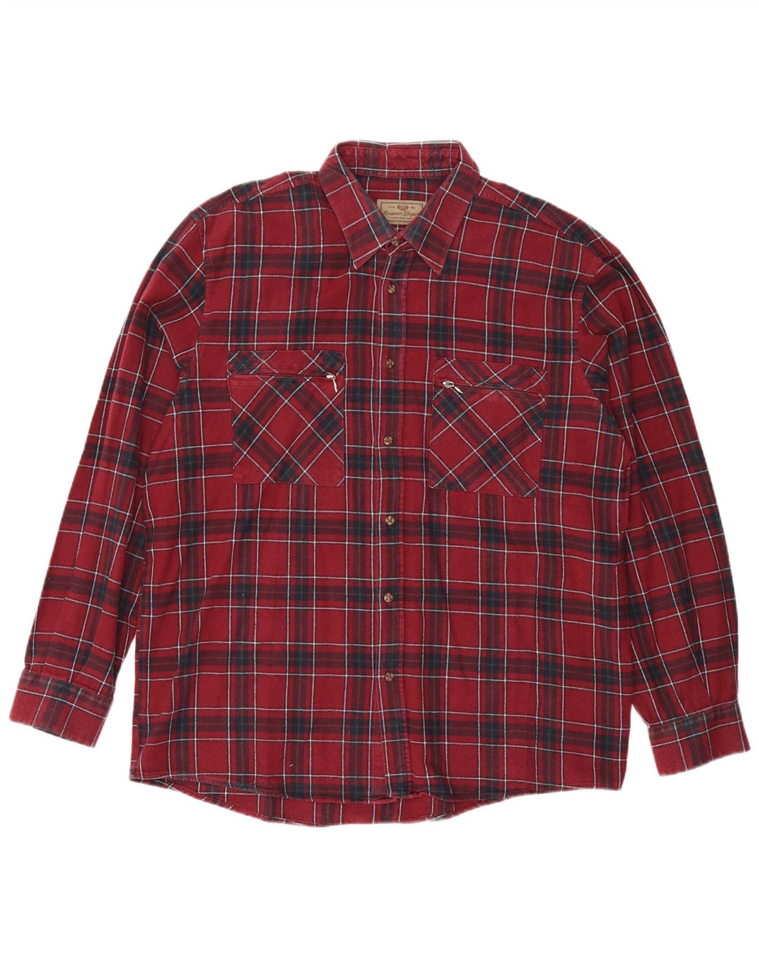 PROGETTO EUROPEO Camicia da uomo in flanella XL in cotone a quadri bordeaux