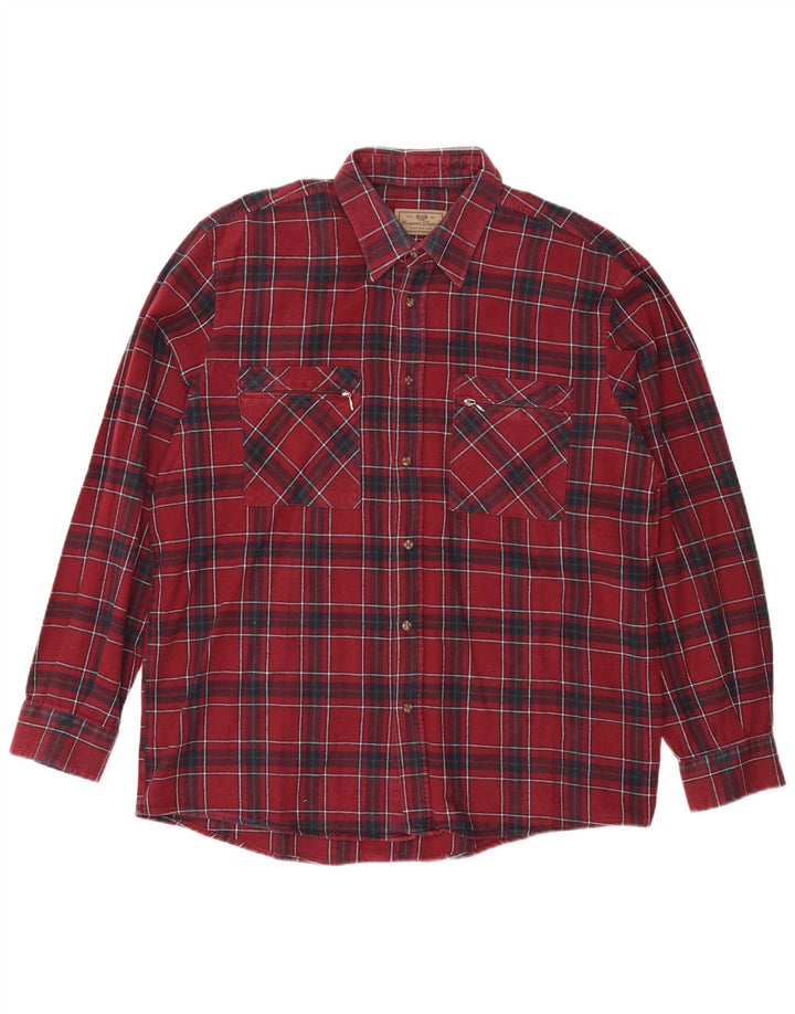 PROGETTO EUROPEO Camicia da uomo in flanella XL in cotone a quadri bordeaux