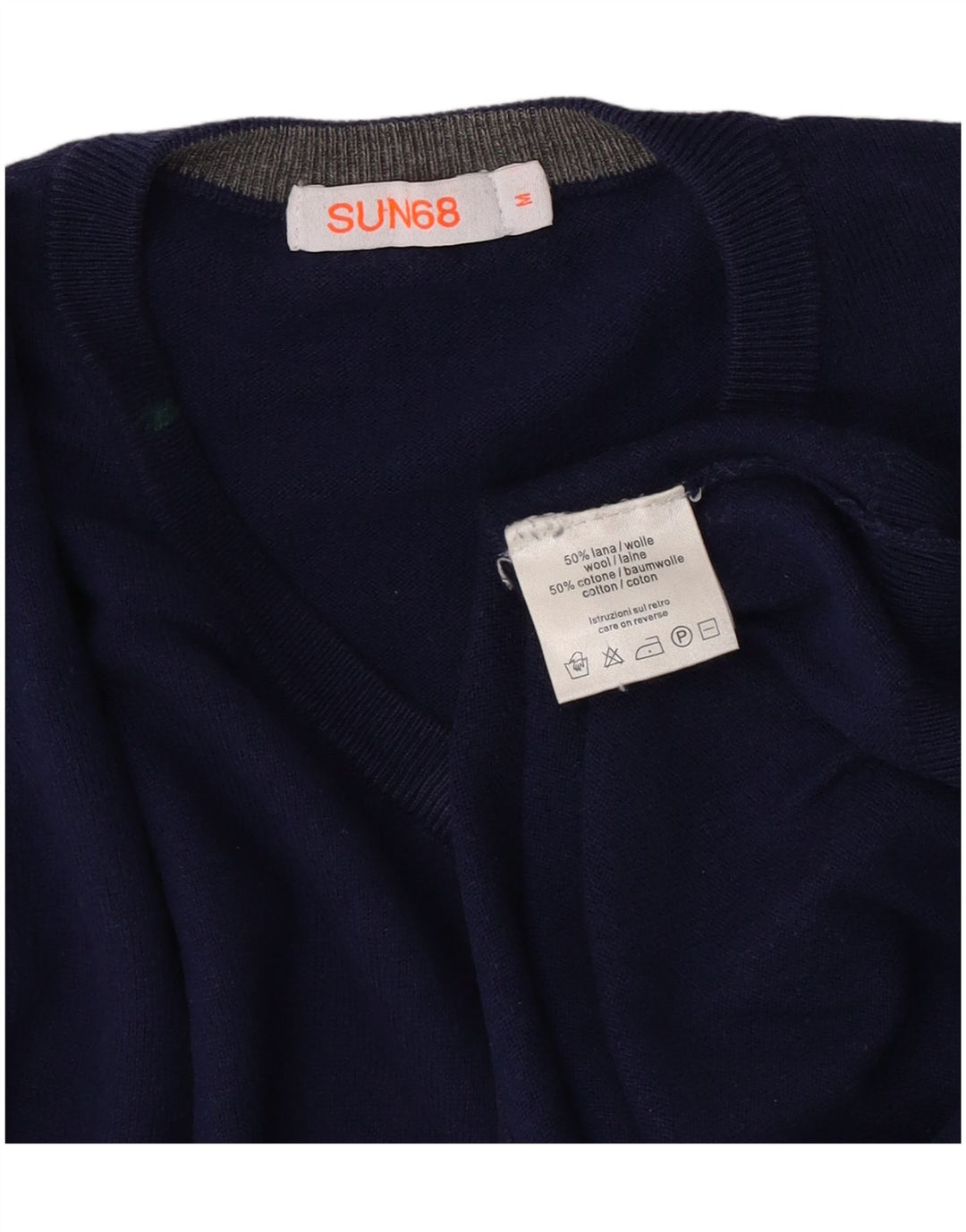 Maglione da uomo con scollo a V SUN68 in lana blu medio
