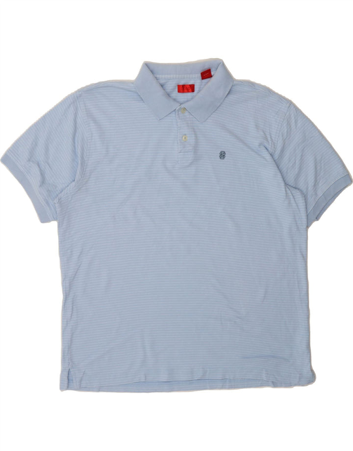 IZOD Mens Polo Shirt XL Blue Striped Cotton Vintage Izod and Second-Hand Izod from Messina Hembry 