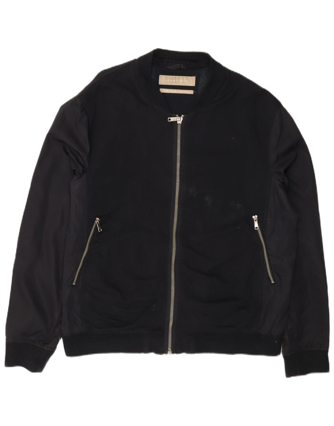 Giubbotto bomber da uomo Zara UK 42 XL viscosa blu navy