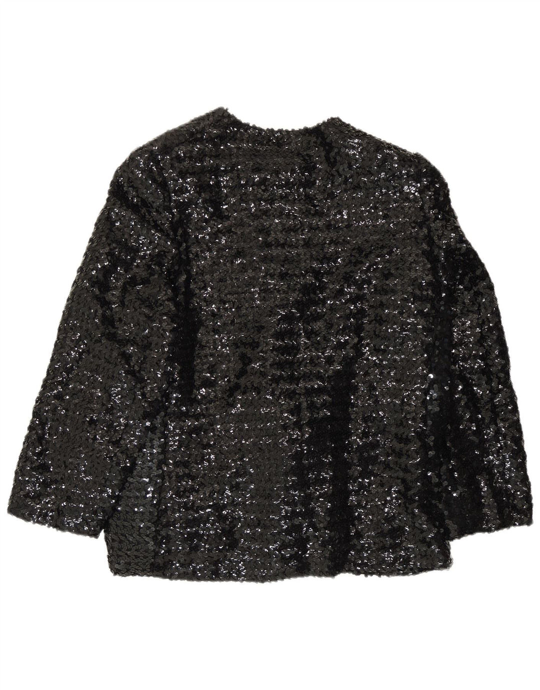 Giacca blazer con paillettes vintage da donna UK 14 grande nera