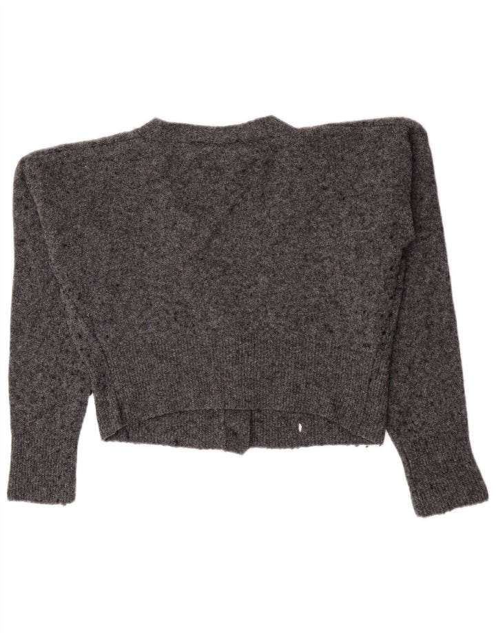Maglione cardigan corto da donna Zara UK 14 Grigio medio screziato