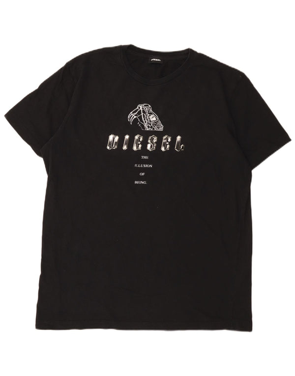 T-shirt grafica da uomo Diesel Top XL in cotone nero