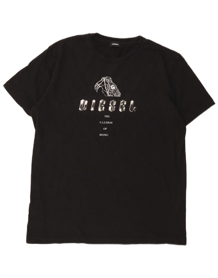 T-shirt grafica da uomo Diesel Top XL in cotone nero
