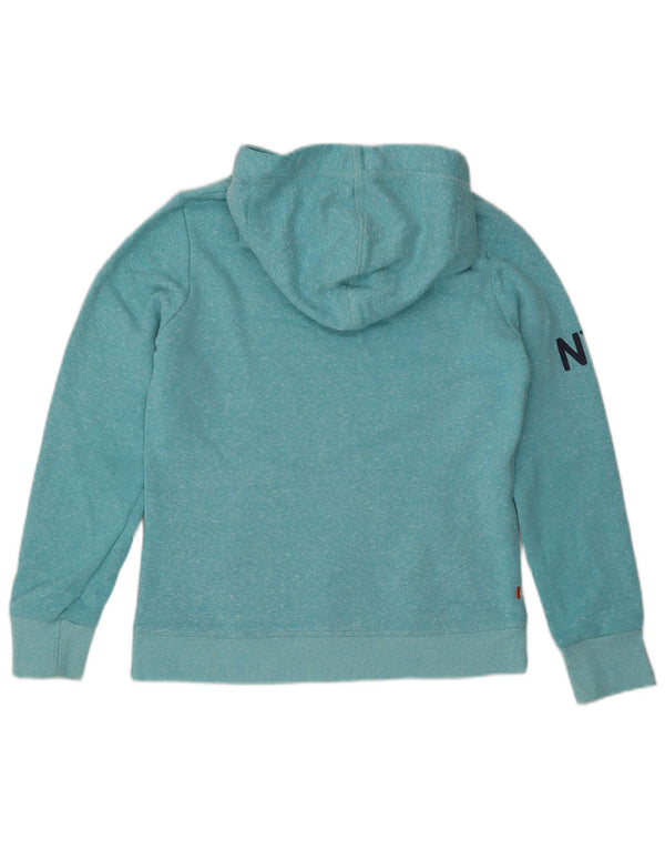 Maglione con cappuccio grafico da donna SUPERDRY London UK 10 piccolo blu screziato