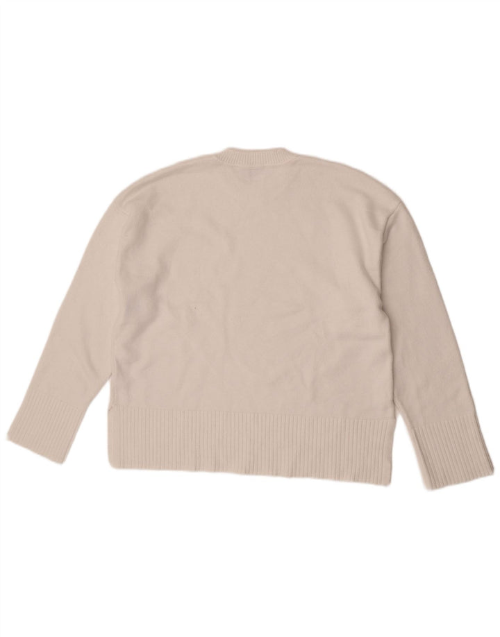 Maglione girocollo oversize da donna Zara UK 10 piccolo in viscosa bianca