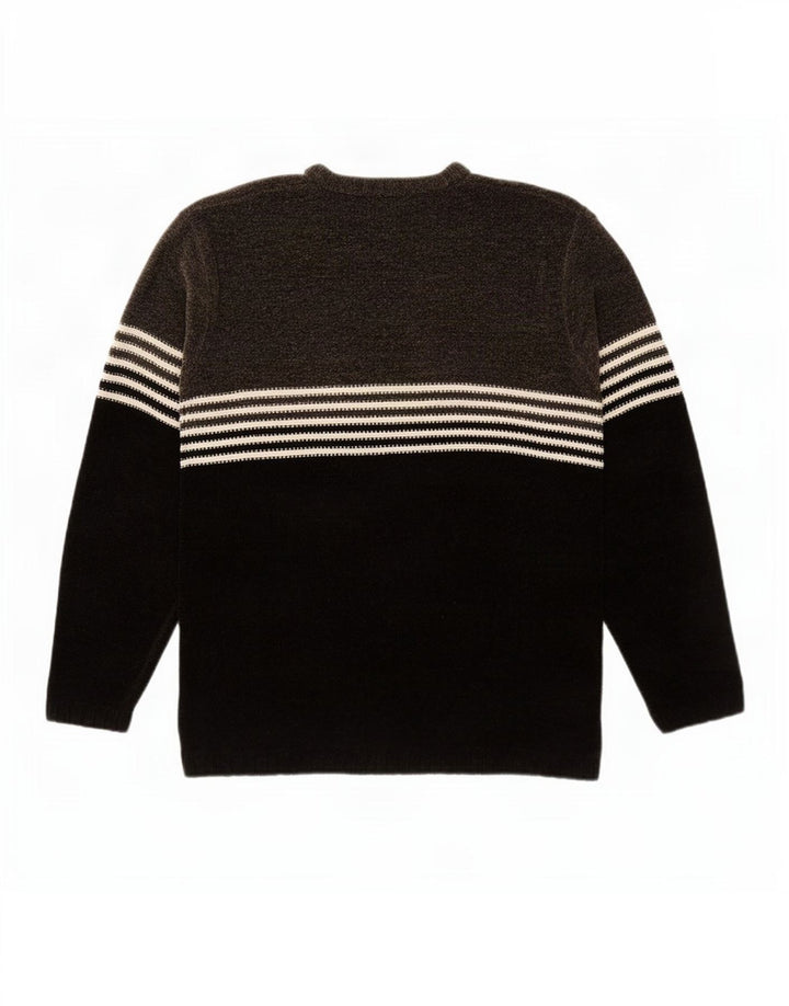 Maglione vintage da uomo in velluto con scollo a V, grande color grigio