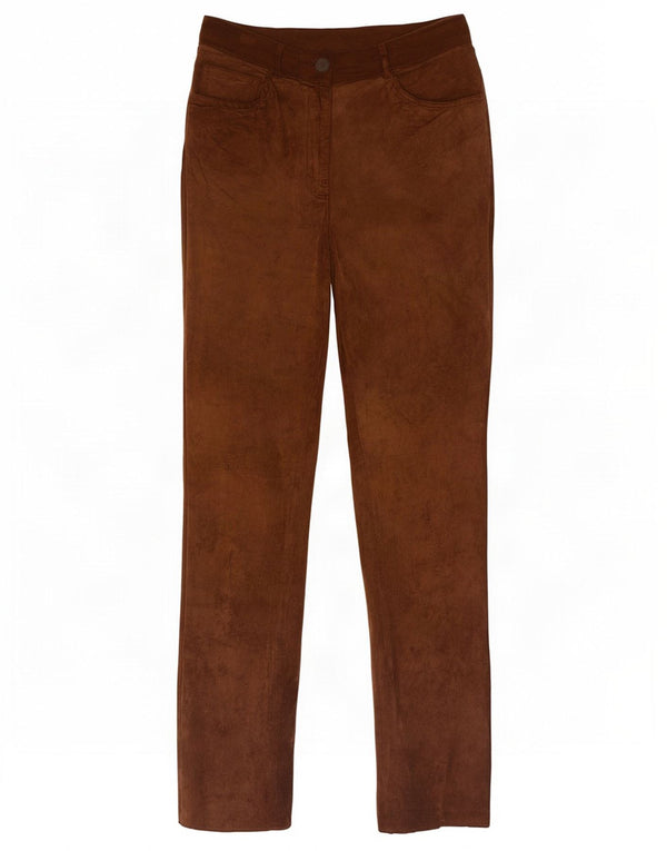 Jones Womens Slim Suede Trousers EU 36 Small W26 L28 Brown Leather
