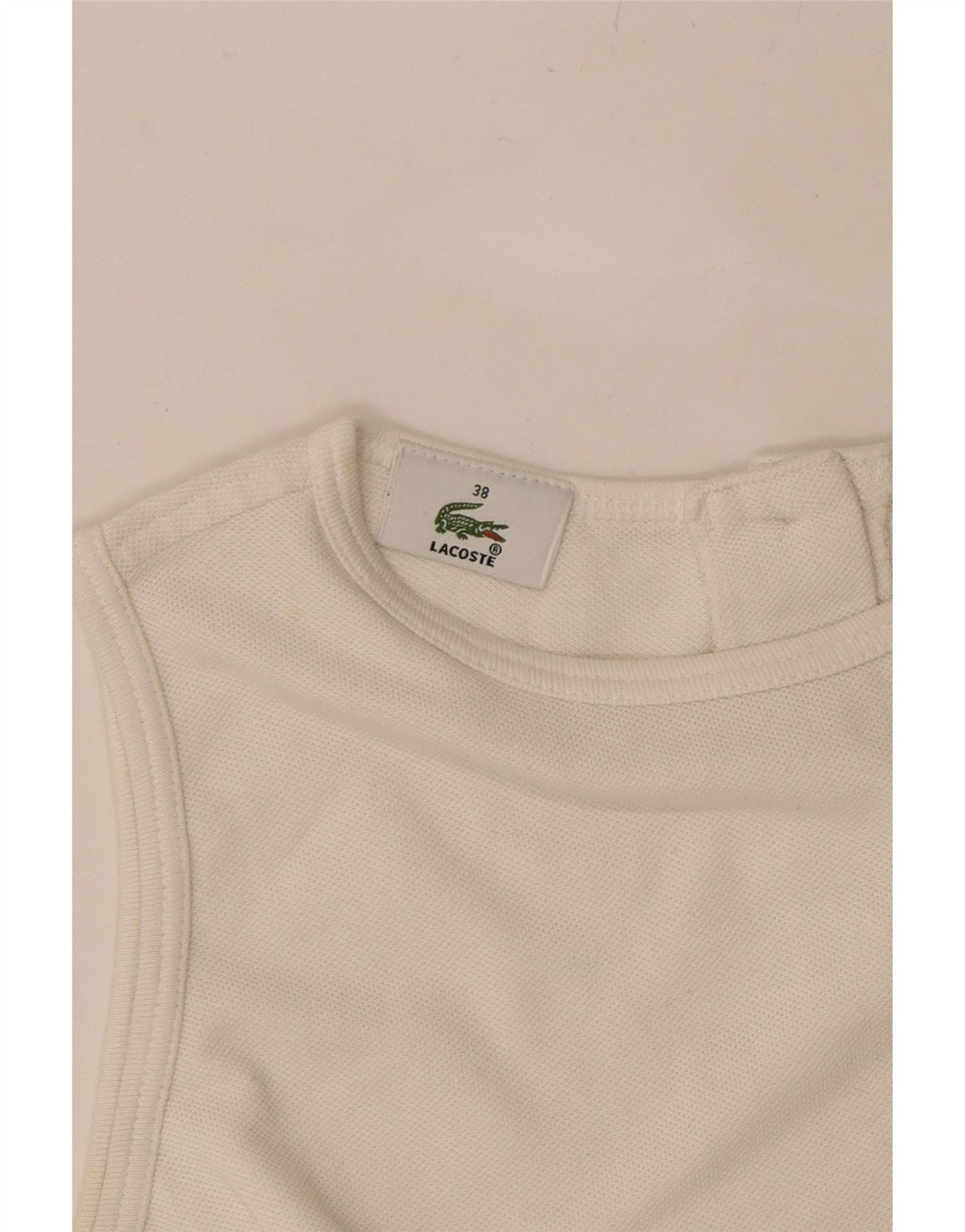 LACOSTE Womens Crop Vest Top Size 38 Medium White Cotton Vintage Lacoste and Second-Hand Lacoste from Messina Hembry 