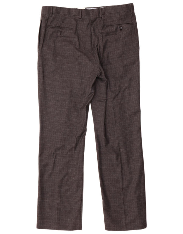 Pantaloni da abito dritti da uomo Tommy Hilfiger W34 L33 lana a quadri grigi