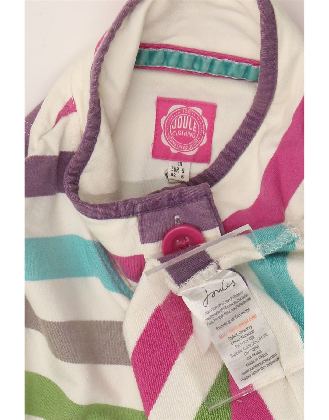 JOULES Felpa da donna Maglione UK 10 Piccola a righe multicolore