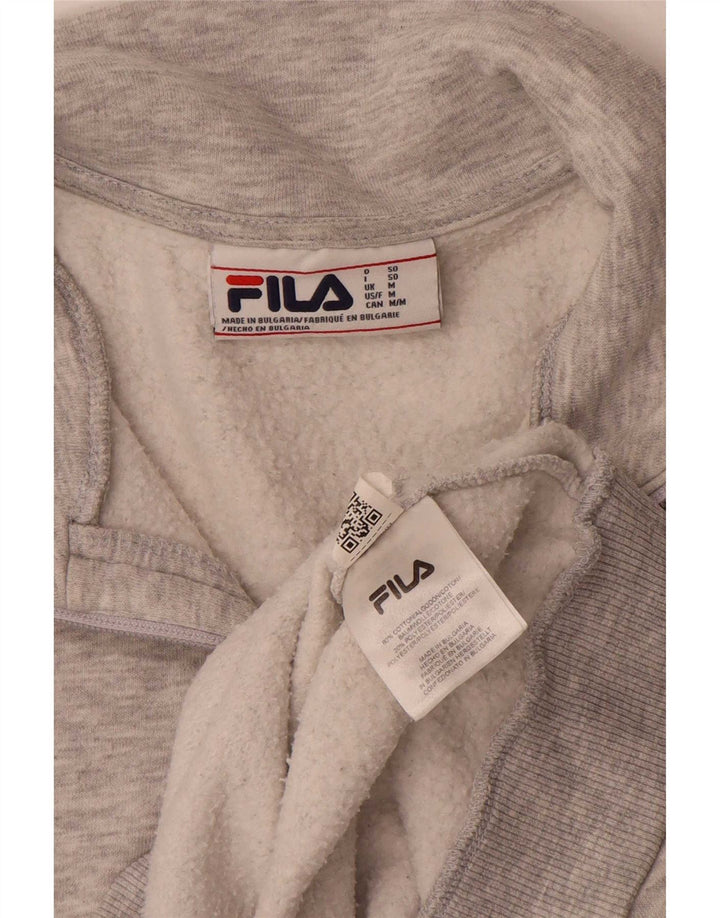 Felpa Fila da uomo con zip e collo, maglione, cotone chiazzato grigio medio