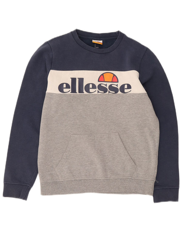 Felpa con cappuccio grafica da bambino Ellesse 13-14 anni in cotone color block blu navy