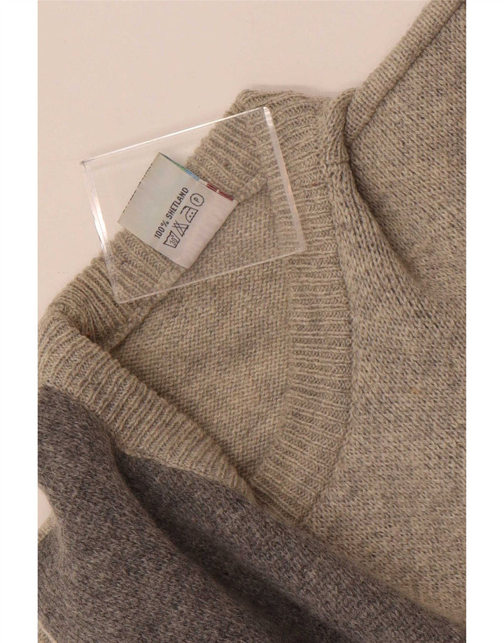 Maglione maglione girocollo da uomo Shetland Jeneros grigio medio geometrico