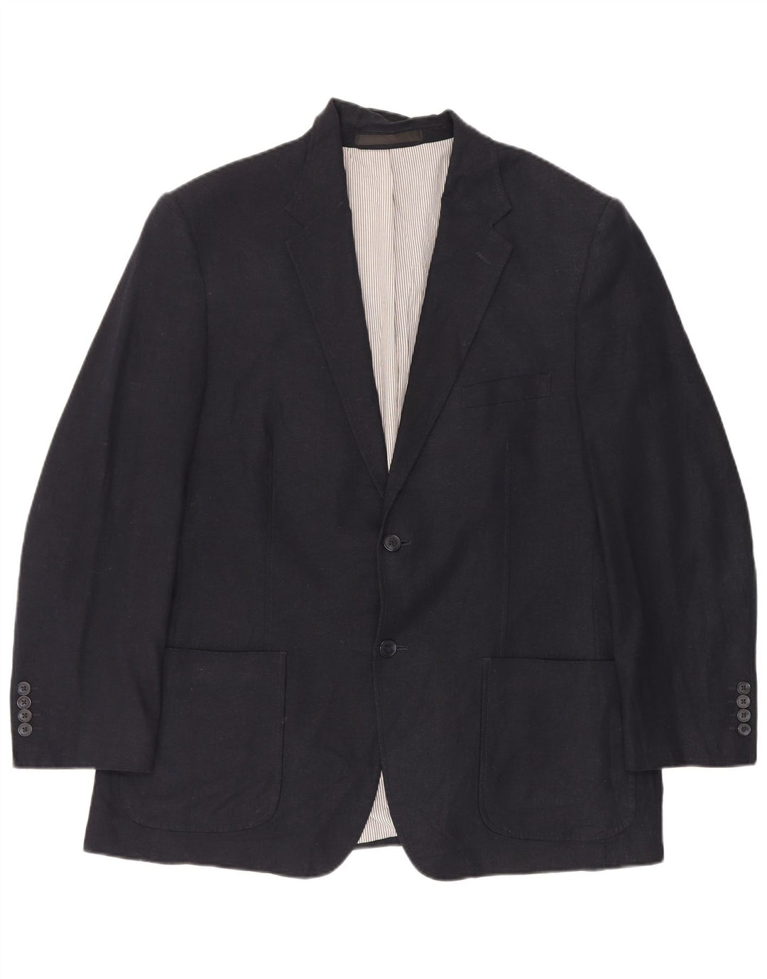 Giacca blazer a 2 bottoni da uomo Marks & Spencer UK 44 XL Lino blu navy