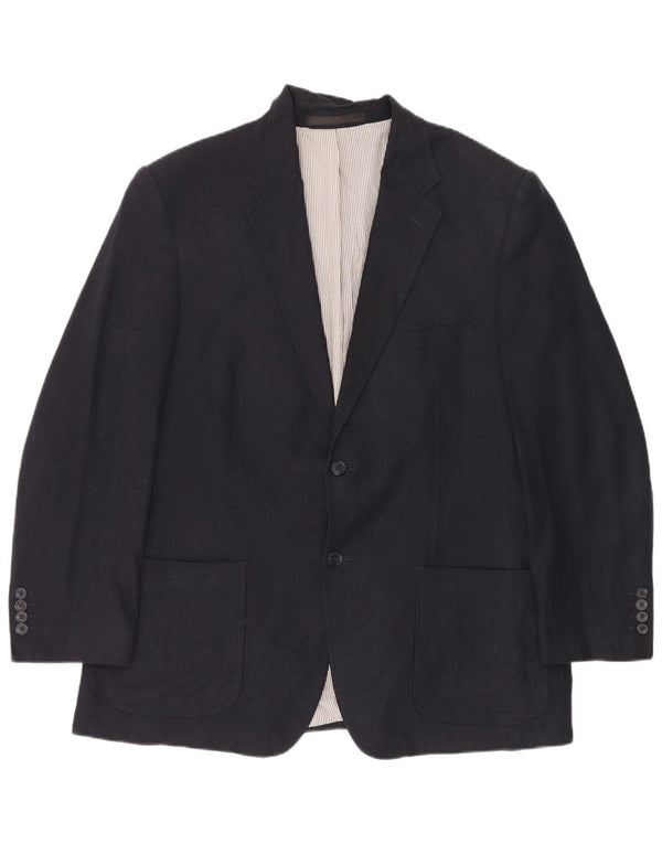 Giacca blazer a 2 bottoni da uomo Marks & Spencer UK 44 XL Lino blu navy