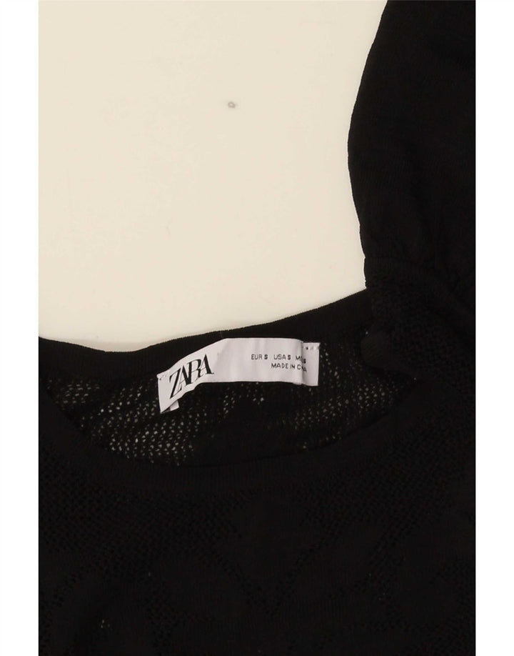 Top corto in maglia Zara da donna, taglia UK 8, piccolo, nero