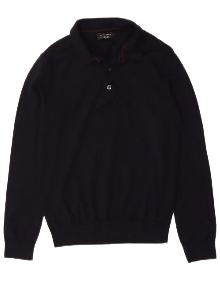 Maglione Zara da uomo con collo alto piccolo blu navy