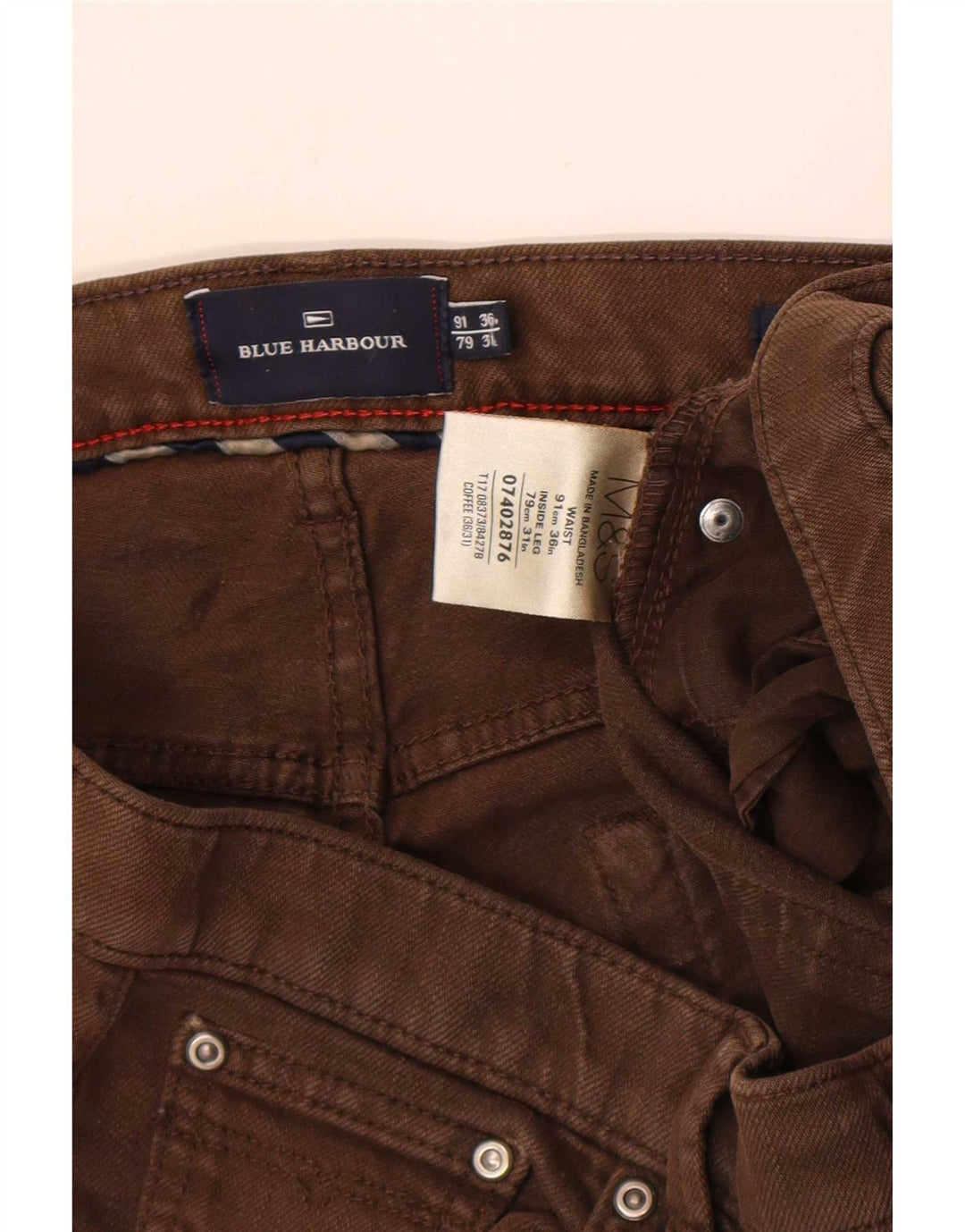 Jeans dritti Marks & Spencer da donna blu Harbour W36 L31 cotone marrone