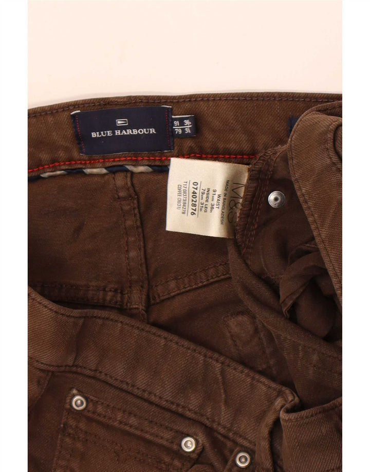 Jeans dritti Marks & Spencer da donna blu Harbour W36 L31 cotone marrone