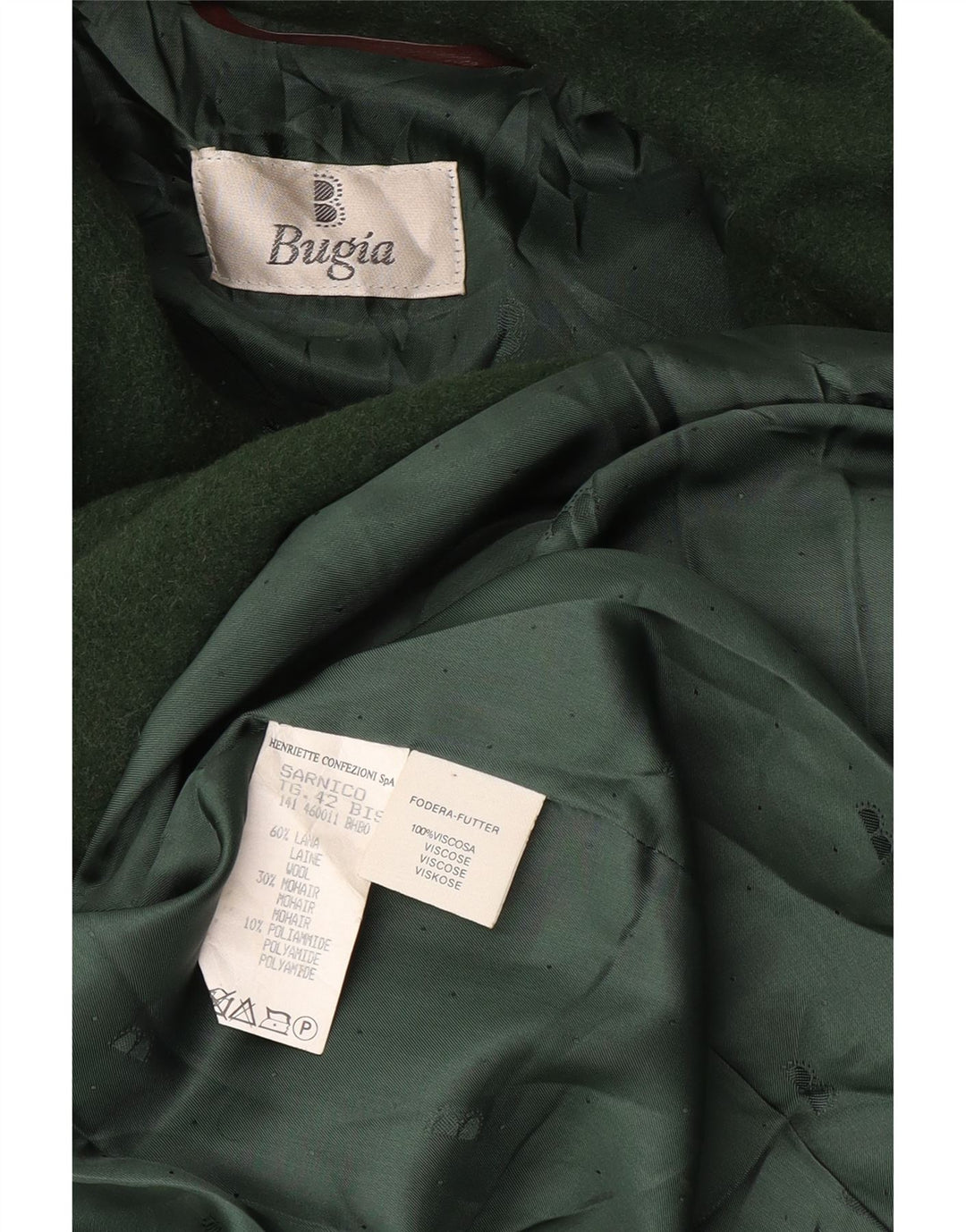 Soprabito oversize da donna vintage UK 18 XL in lana verde