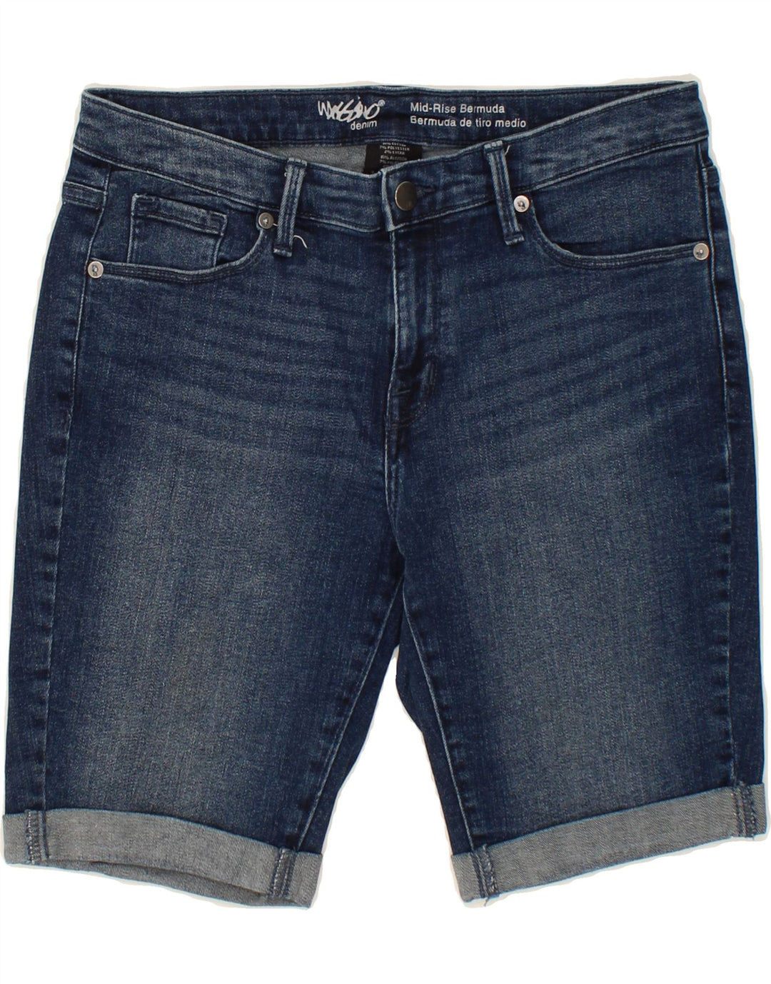 MOSSIMO Womens Mid Rise Bermuda Shorts US 6 Medium W28 Navy Blue Cotton Vintage Mossimo and Second-Hand Mossimo from Messina Hembry 