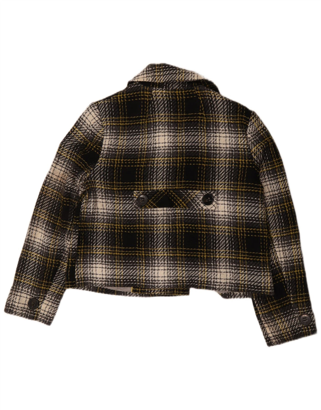 Cappotto da marinaio corto da donna Marks & Spencer UK 14 grande acrilico nero a quadri