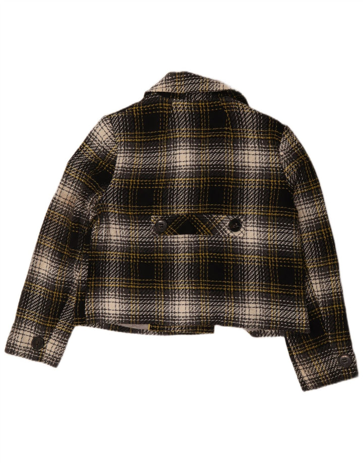 Cappotto da marinaio corto da donna Marks & Spencer UK 14 grande acrilico nero a quadri