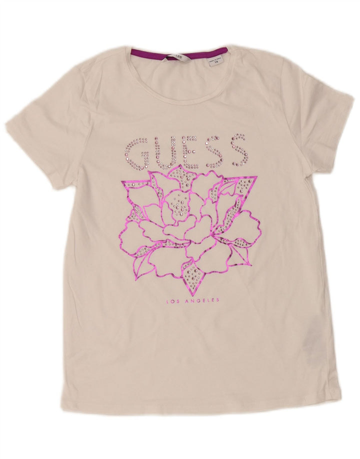 T-shirt grafica GUESS per bambina 13-14 anni in cotone bianco