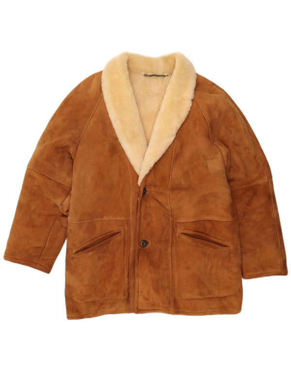 Giacca in shearling da uomo VINTAGE UK 36 Piccolo shearling marrone