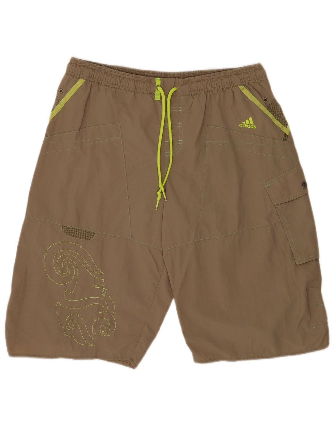 Pantaloncini da bagno grafici da uomo Adidas grandi in nylon kaki