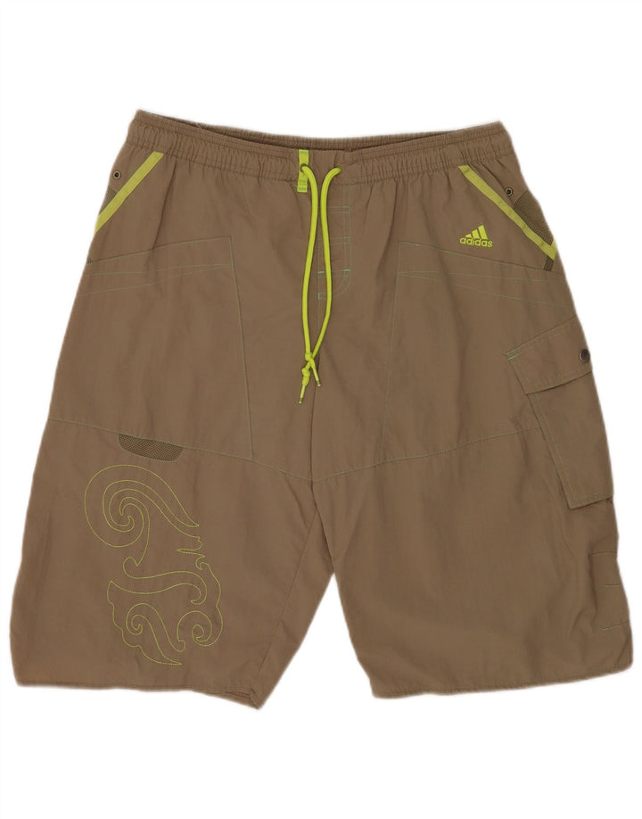 Pantaloncini da bagno grafici da uomo Adidas grandi in nylon kaki