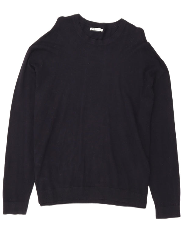 Maglione Zara da uomo girocollo XL in viscosa blu navy