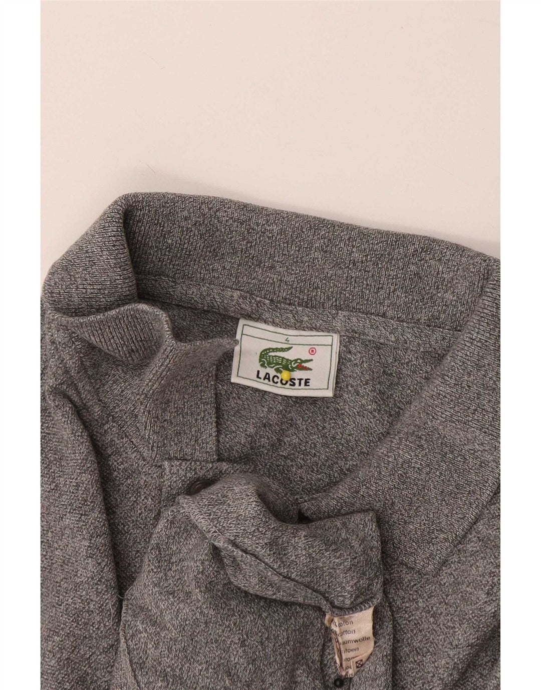 Polo da uomo a maniche lunghe Lacoste taglia 4 in cotone grigio medio