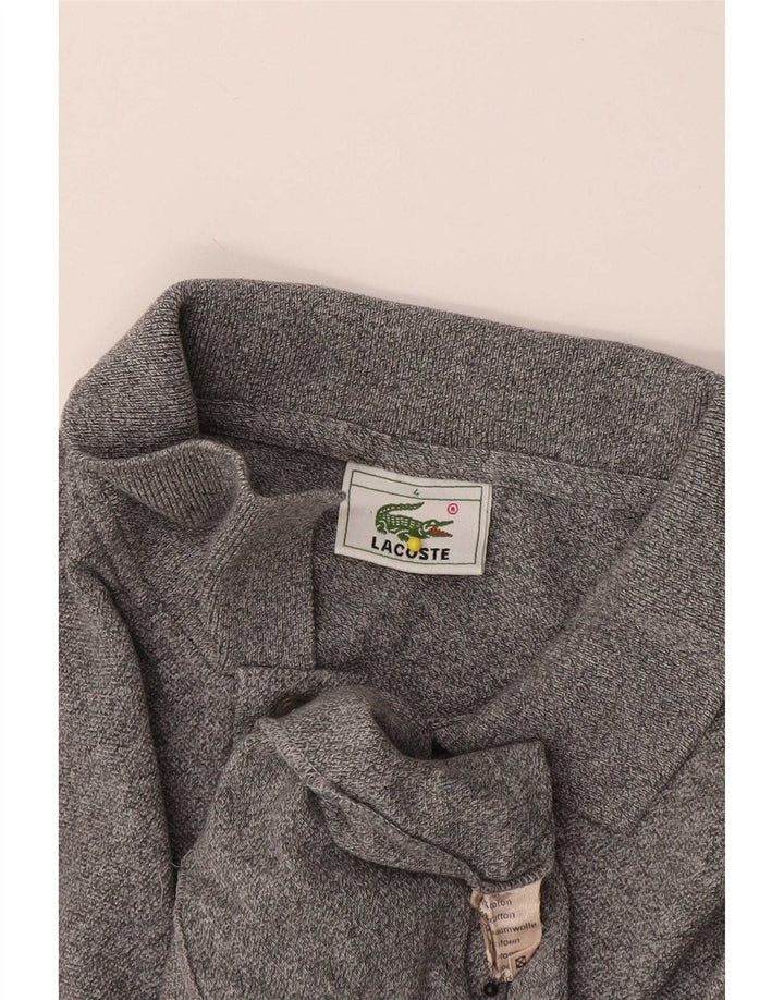 Polo da uomo a maniche lunghe Lacoste taglia 4 in cotone grigio medio
