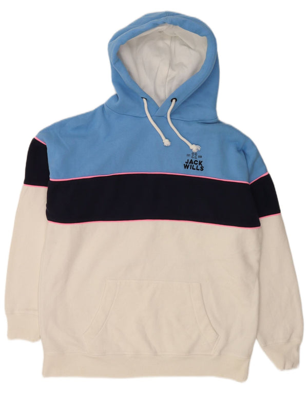 Maglione con cappuccio dalla vestibilità rilassata da donna Jack Wills UK 10 Small Blue Colourblock
