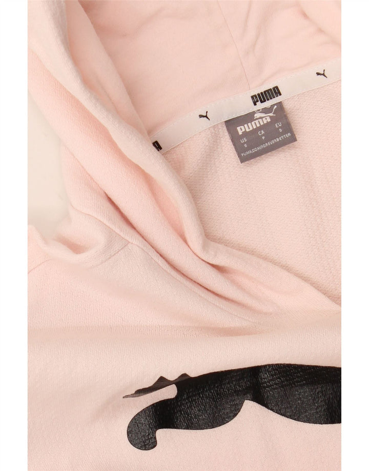 PUMA Womens Oversized Graphic Hoodie Jumper UK 10 Small Pink