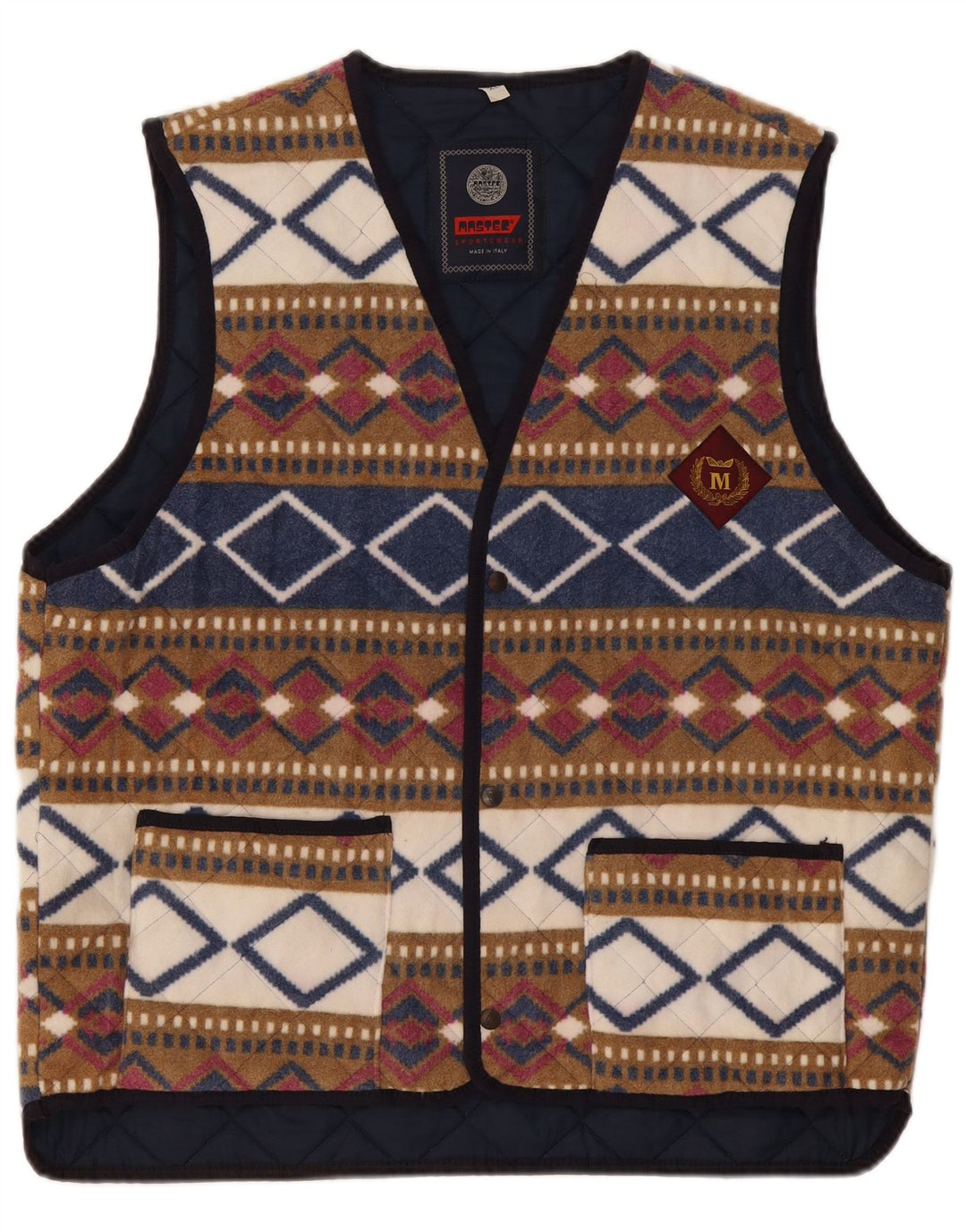 Gilet in pile da uomo Master UK 42 XL Poliestere geometrico multicolore