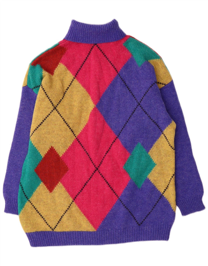 Maglione maglione a collo alto da donna Benetton UK 16 grande multicolore