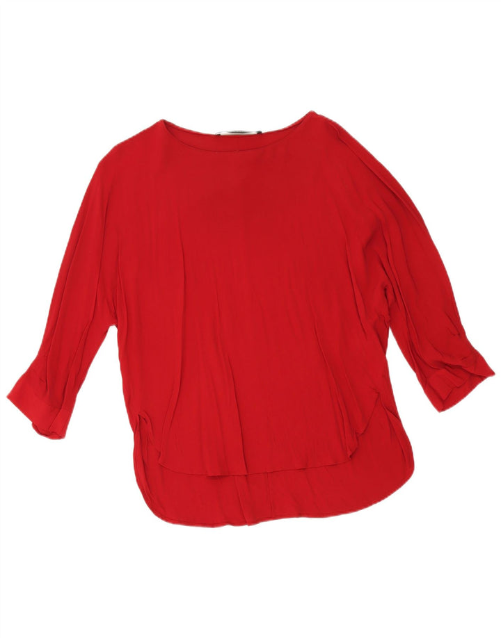 Blusa oversize da donna Zara con maniche a 3/4, taglia UK 10, piccola, in viscosa rossa