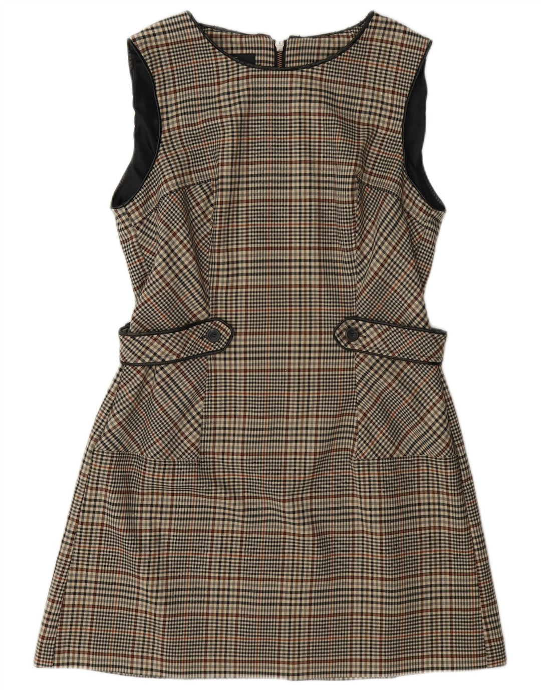 Abito da donna a trapezio senza maniche UK 14 Pied de poule grigio medio