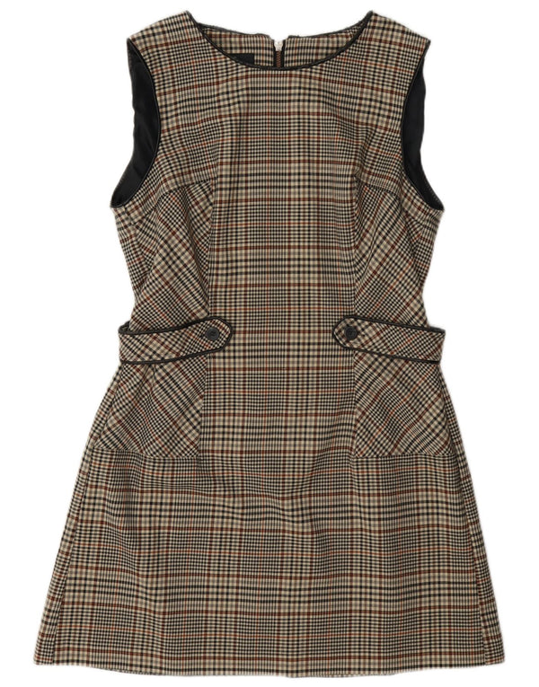 Abito da donna a trapezio senza maniche UK 14 Pied de poule grigio medio