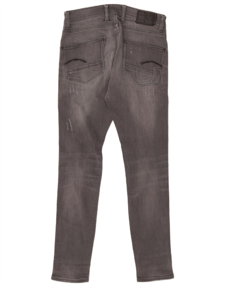 G-STAR Uomo Revend Jeans Super Slim Distressed W32 L34 Cotone Grigio