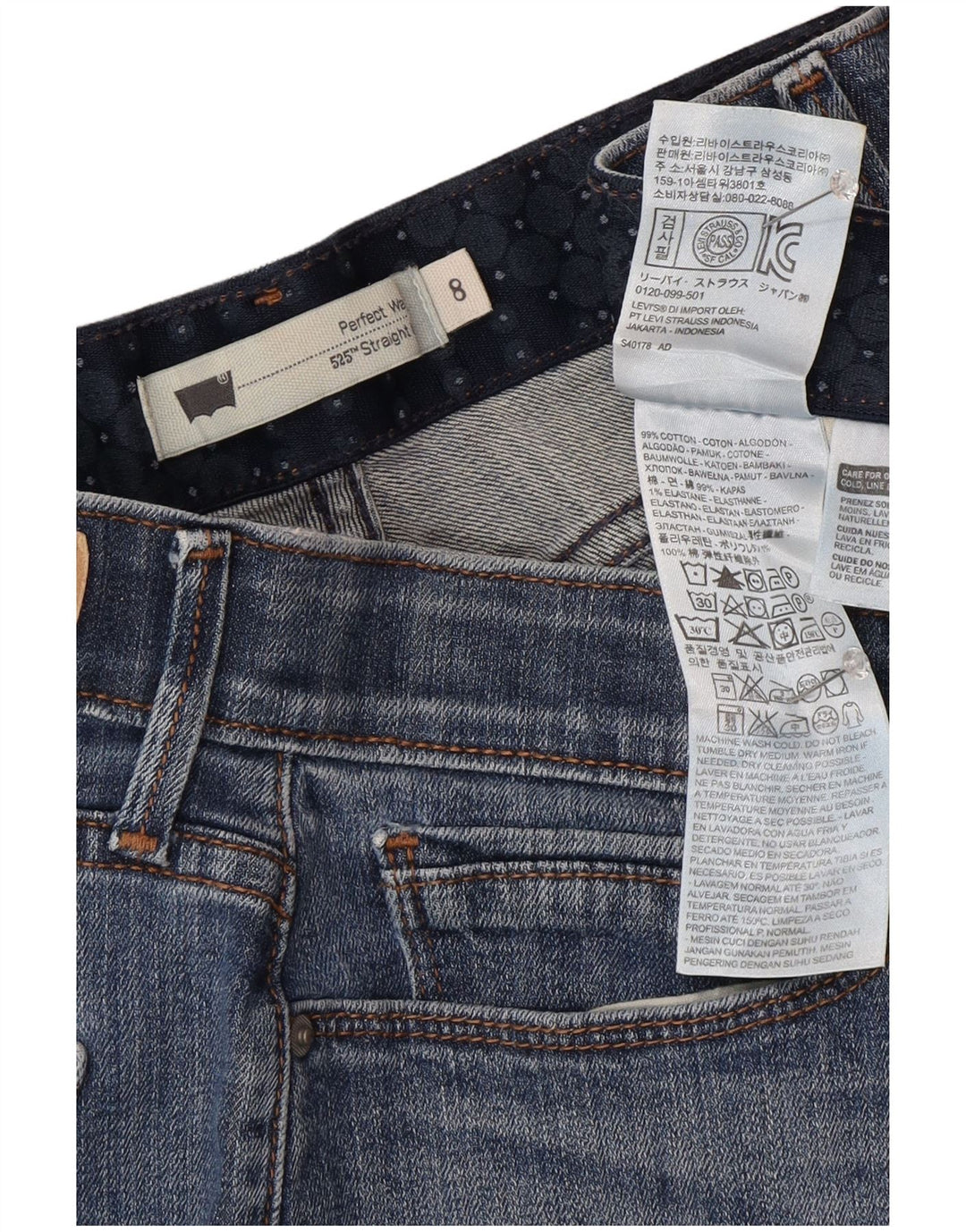 Jeans dritti 525 da donna Levi's US 8 medio W28 L30 cotone blu