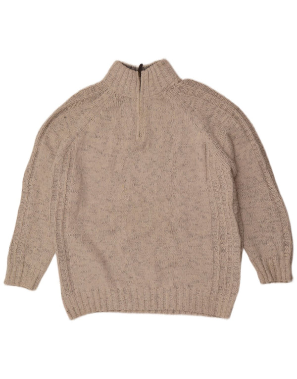 Maglione da uomo Marks & Spencer vestibilità regolare con zip e collo XL beige screziato