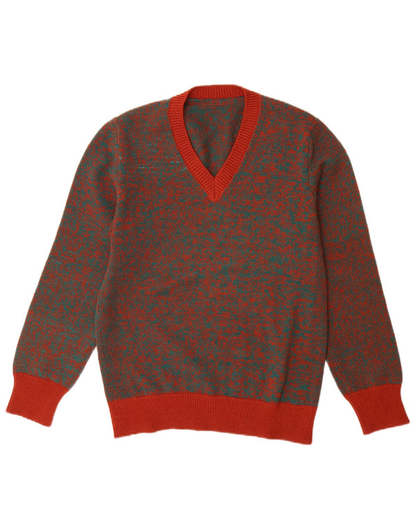 Maglione da uomo con scollo a V VINTAGE rosso medio screziato