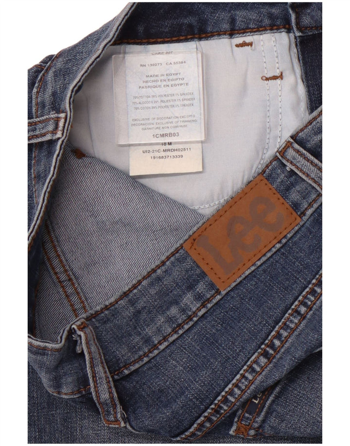 Pantaloncini di jeans Bermuda regolari da donna a vita media LEE US 10 grandi W28 blu